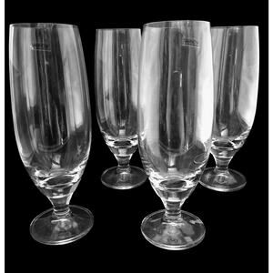 Tarnow Poland Stemmed Crystal Beer Pilsner Glasses Set Of Four